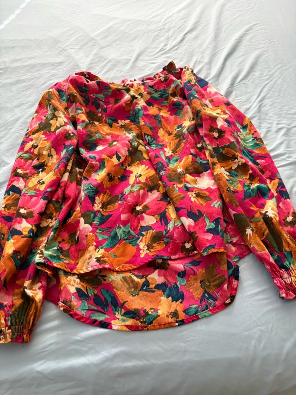 Floral Long-Sleeve Blouse in Pink